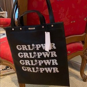 Rebecca Minkoff GRL PWR Magazine Black Tote bag.